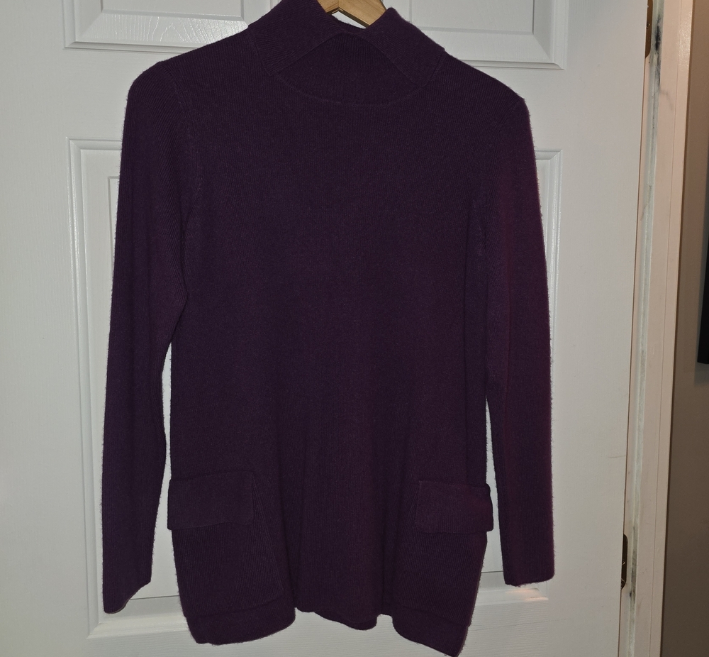 Worth Women's Plum Mock Neck Sweater with Front Pockets